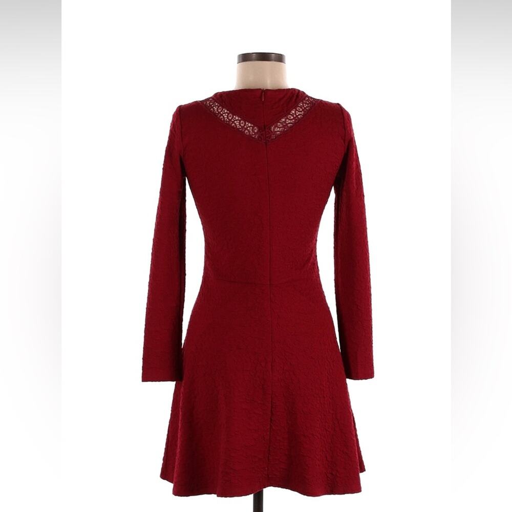 The Kooples long sleeved maroon fit and flare dress, med - Picture 2 of 9